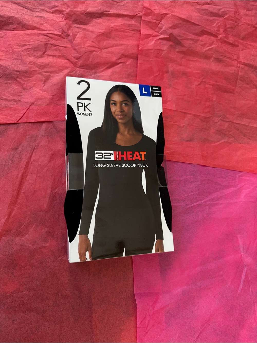 32 Degrees Women's Black Long Sleeve Scoop Neck Thermal Top - 2 Pack